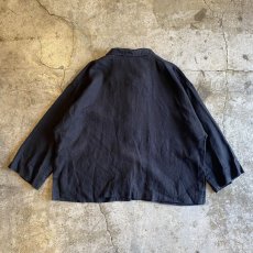 画像2: BLACK COLOR LINEN DESIGN JACKET / Ladies L (2)