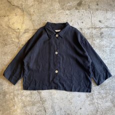 画像1: BLACK COLOR LINEN DESIGN JACKET / Ladies L (1)