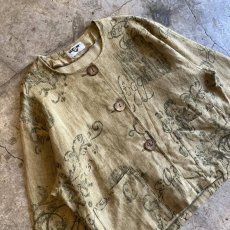 画像3: ALL OVER PATTERN LINEN DESIGN JACKET / Ladies L (3)