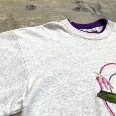 画像3: 90's HUMMINGBIRD EMBROIDERY LAYER NECK S/S TEE / Mens L / MADE IN USA (3)