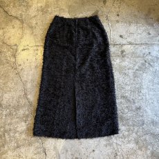 画像2: BLACK COLOR SHORT FRINGE DESIGN SHEER LONG SKIRT / W26 (2)