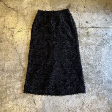 画像1: BLACK COLOR SHORT FRINGE DESIGN SHEER LONG SKIRT / W26 (1)