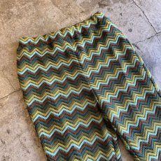 画像3: WAVE PATTERN COLOR DESIGN CROCHET KNIT FLARE PANTS / W25~W32 (3)