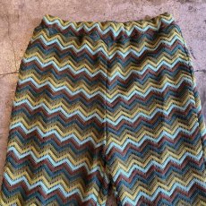 画像6: WAVE PATTERN COLOR DESIGN CROCHET KNIT FLARE PANTS / W25~W32 (6)