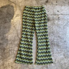 画像1: WAVE PATTERN COLOR DESIGN CROCHET KNIT FLARE PANTS / W25~W32 (1)