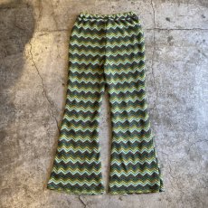 画像2: WAVE PATTERN COLOR DESIGN CROCHET KNIT FLARE PANTS / W25~W32 (2)