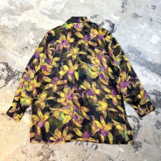 画像2: FLORAL GRAPHIC PATTERN L/S SHEER SHIRT / Mens M (2)