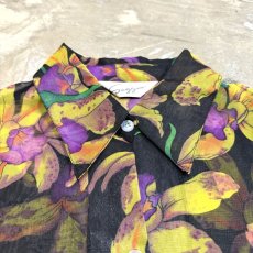 画像10: FLORAL GRAPHIC PATTERN L/S SHEER SHIRT / Mens M (10)