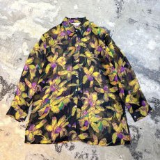 画像1: FLORAL GRAPHIC PATTERN L/S SHEER SHIRT / Mens M (1)