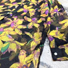 画像6: FLORAL GRAPHIC PATTERN L/S SHEER SHIRT / Mens M (6)