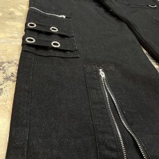 画像7: 【WONDERGROUND】ZIPPER EYELET DESIGN WIDE DENIM PANTS / OS (7)