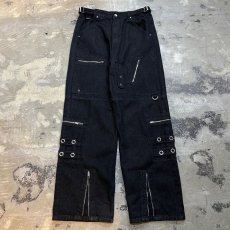 画像1: 【WONDERGROUND】ZIPPER EYELET DESIGN WIDE DENIM PANTS / OS (1)