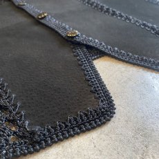 画像10: BLACK COLOR SUEDE LEATHER CROCHET DESIGN VEST / Ladies M (10)