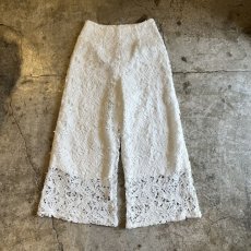 画像1: WHITE COLOR REEF CROCHET DESIGN WIDE PANTS / W25 (1)