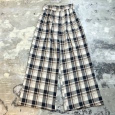 画像1: 【WONDERGROUND】CHECK PATTERN SIDE SLIT WIDE SLACKS / OS (1)