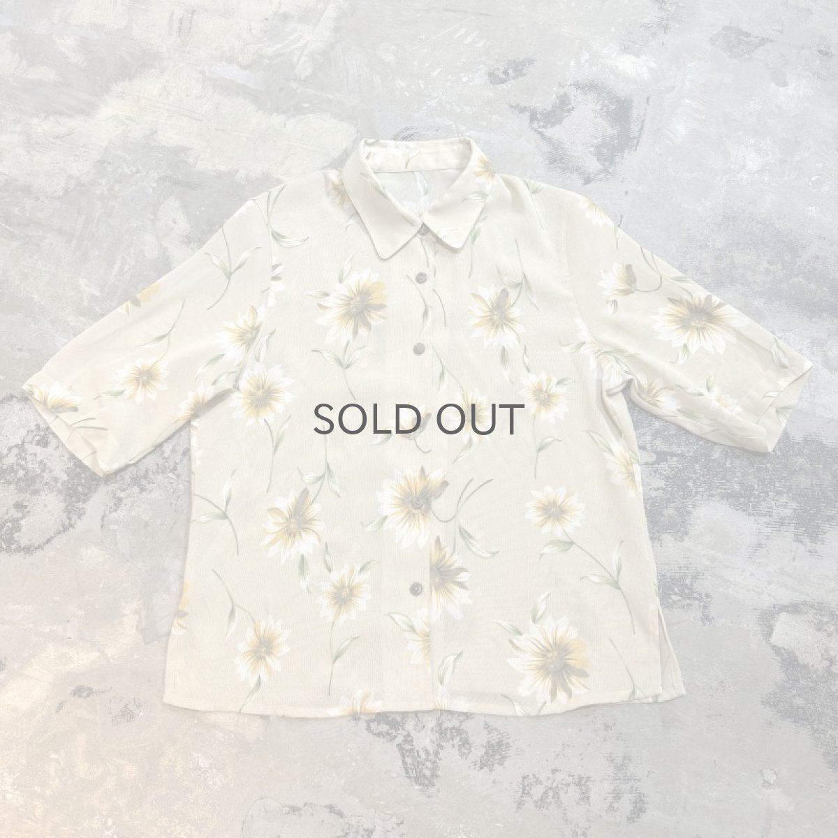 画像1: SUNFLOWER GRAPHIC PATTERN S/S SHEER SHIRT / Mens S (1)