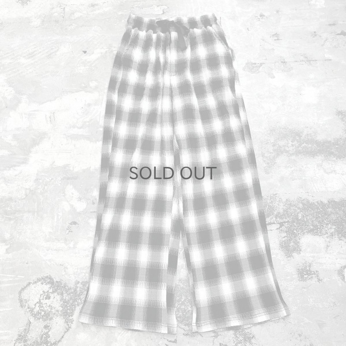 画像1: OMBRE CHECK PATTERN PLEATED WIDE PANTS / FREE (1)