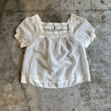 画像1: LACE LINE SQUARE NECK DESIGN SHEER S/S TOPS / Ladies M (1)