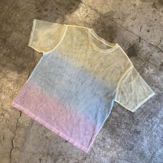 画像4: GRADATION COLOR BORDER DESIGN SHEER S/S TOPS / Ladies M (4)