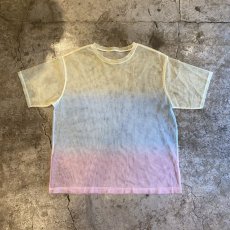 画像1: GRADATION COLOR BORDER DESIGN SHEER S/S TOPS / Ladies M (1)