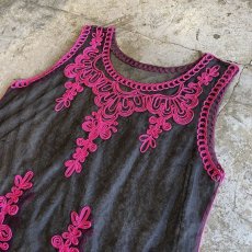 画像6: COLOR EMBROIDERY DESIGN PATTERN TULLE N/S TOPS / Ladies M (6)