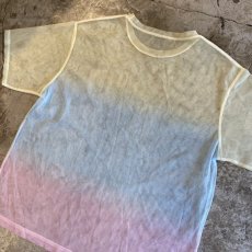 画像9: GRADATION COLOR BORDER DESIGN SHEER S/S TOPS / Ladies M (9)