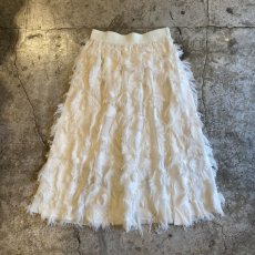 画像1: WHITE COLOR SHAGGY ALL OVER PATTERN DESIGN SKIRT / W24~W30 (1)