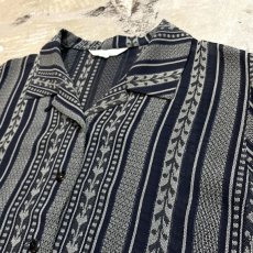 画像4: MULTI STRIPE PATTERN OPEN COLLAR S/S SHIRT / Mens M (4)