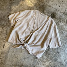 画像4: TIE FRONT SHORT DESIGN LINEN S/S SHIRT / Ladies M / MADE IN ITALY (4)