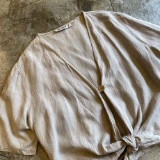 画像3: TIE FRONT SHORT DESIGN LINEN S/S SHIRT / Ladies M / MADE IN ITALY (3)