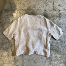 画像2: TIE FRONT SHORT DESIGN LINEN S/S SHIRT / Ladies M / MADE IN ITALY (2)