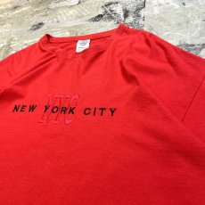 画像4: RED COLOR "NEW YORK CITY" EMBROIDERY S/S TEE / Mens XL (4)