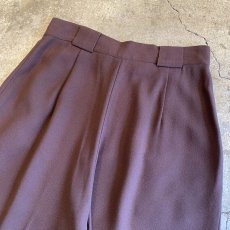 画像9: BROWN COLOR TUCK DESIGN SLACKS PANTS / W29 (9)