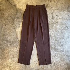 画像1: BROWN COLOR TUCK DESIGN SLACKS PANTS / W29 (1)