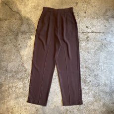 画像2: BROWN COLOR TUCK DESIGN SLACKS PANTS / W29 (2)