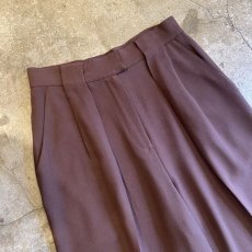 画像3: BROWN COLOR TUCK DESIGN SLACKS PANTS / W29 (3)