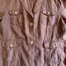 画像9: BROWN COLOR FRONT POCKET DESIGN S/S JACKET / Ladies M(44) (9)