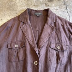 画像7: BROWN COLOR FRONT POCKET DESIGN S/S JACKET / Ladies M(44) (7)