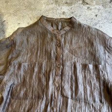 画像8: 2 POCKET STAND COLLAR DESIGN SHEER L/S SHIRT / Ladies M (8)