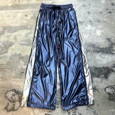 画像1: SIDE ZIP LINE GIMMICK METALLIC NAVY PANTS / FREE (1)