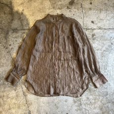 画像1: 2 POCKET STAND COLLAR DESIGN SHEER L/S SHIRT / Ladies M (1)