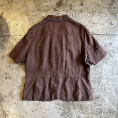 画像2: BROWN COLOR FRONT POCKET DESIGN S/S JACKET / Ladies M(44) (2)