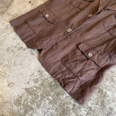 画像4: BROWN COLOR FRONT POCKET DESIGN S/S JACKET / Ladies M(44) (4)