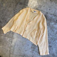 画像4: EGG COLOR LINEN DESIGN JACKET / Ladies L (4)