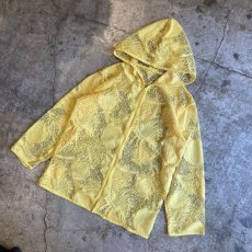 画像4: YELLOW COLOR MARIN PATTERN LACE DESIGN ZIP UP HOODIE / Ladies L (4)