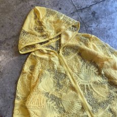 画像3: YELLOW COLOR MARIN PATTERN LACE DESIGN ZIP UP HOODIE / Ladies L (3)