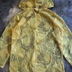 画像8: YELLOW COLOR MARIN PATTERN LACE DESIGN ZIP UP HOODIE / Ladies L (8)