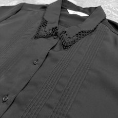 画像4: COLLAR LACE TUCK & GATHER S/S SHIRT / Mens S~M (4)