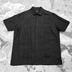 画像1: CUBA STYLE PATTERN BLACK COLOR S/S SHIRT / Mens XL (1)