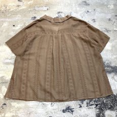 画像2: STRIPE PATTERN EMBROIDERY OPEN COLLAR S/S SHIRT / Mens L (2)